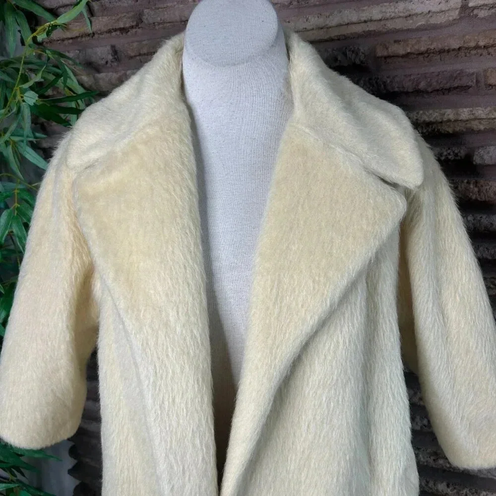 Lilli Ann Vintage 50s 60s Cream Ivory Mohair Swing Coat